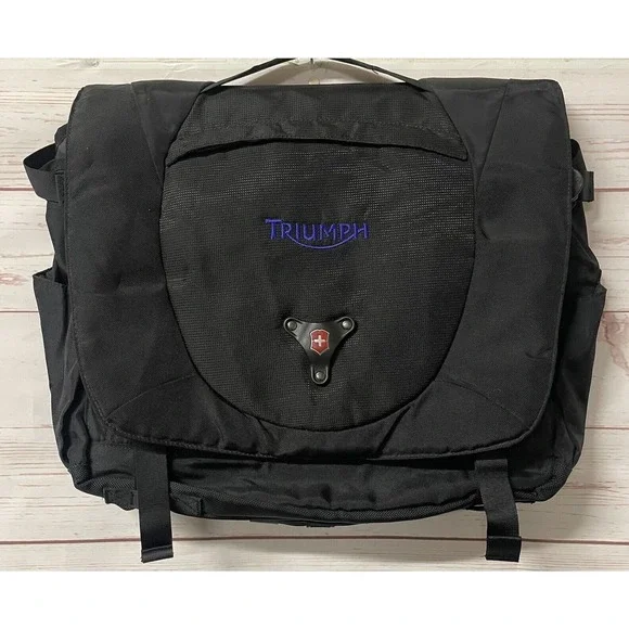 Triumph Motorcycles Victorinox Black Nylon Messenger Pack Bag New Fast Shipping